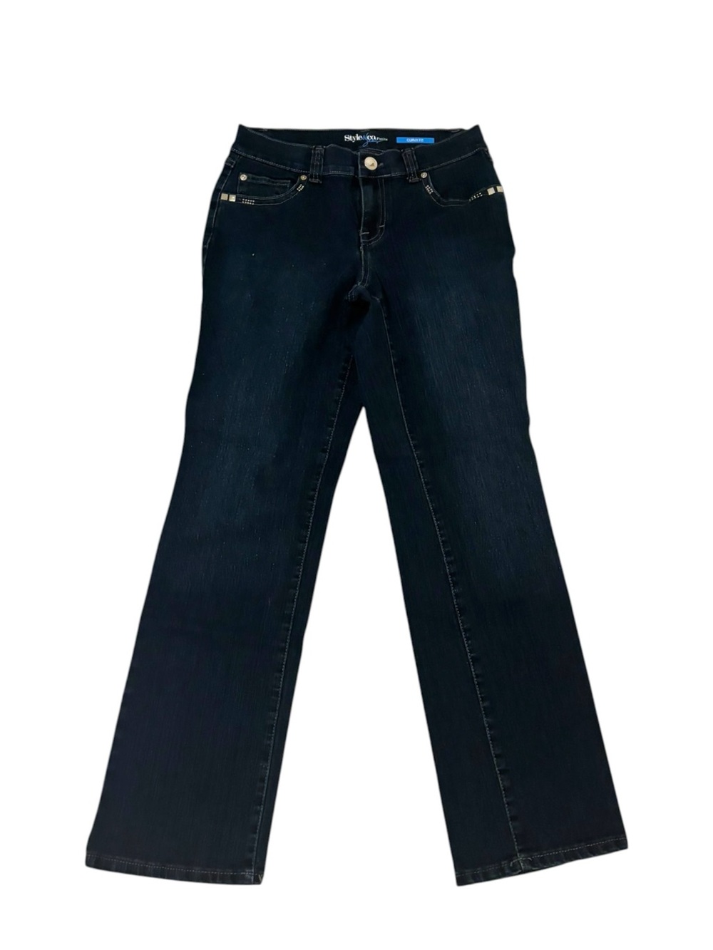 Style & Co. Dark Blue Curvy Fit Flare Jeans Size 6P